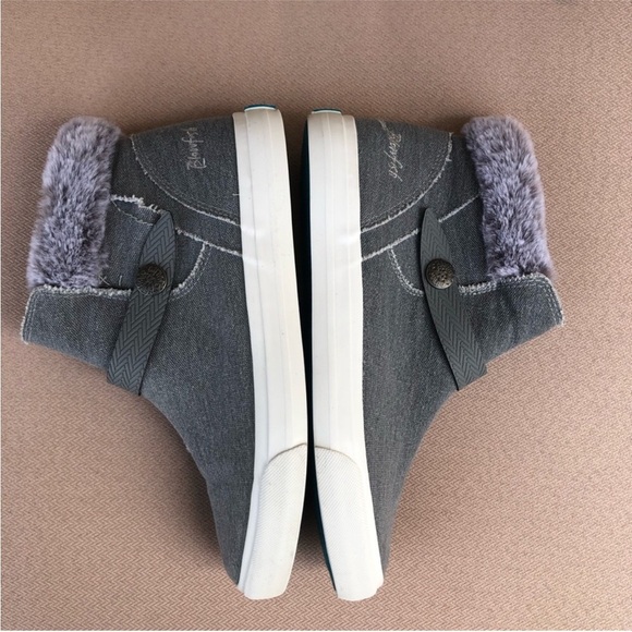 Blowfish Malibu Mint Women’s Gray Canvas Fur Zipper Closure Ankle Boots Sz 8.5 - Picture 6 of 13